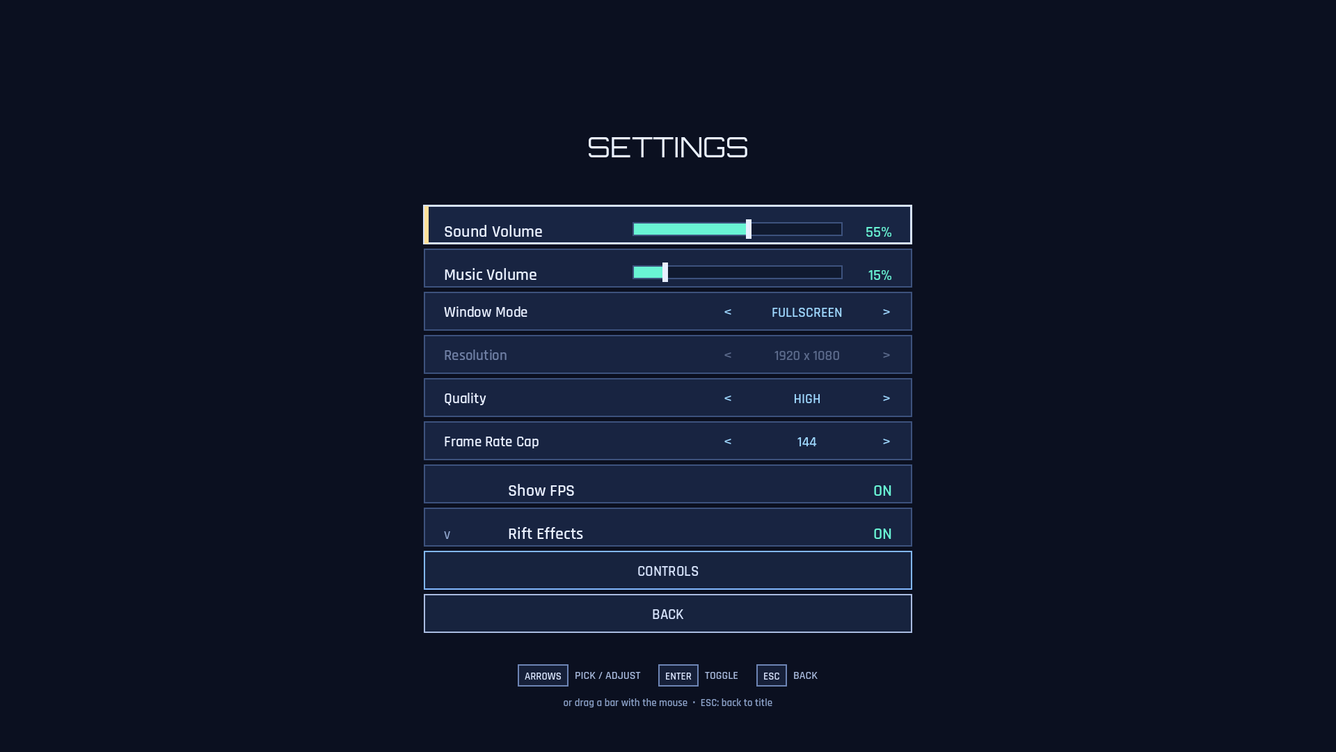 Window mode, resolution, quality and a frame-rate cap